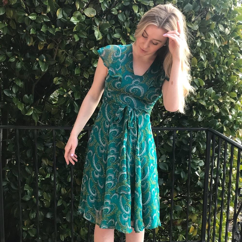 NWT!! ANTHROPOLOGIE green printed dress